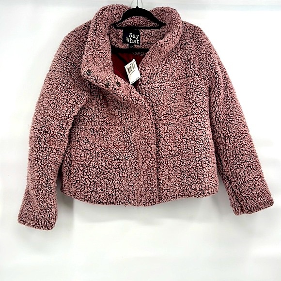 Say What? Jackets & Coats New Say What Pink Sherpa Jacket Warm Cozy
